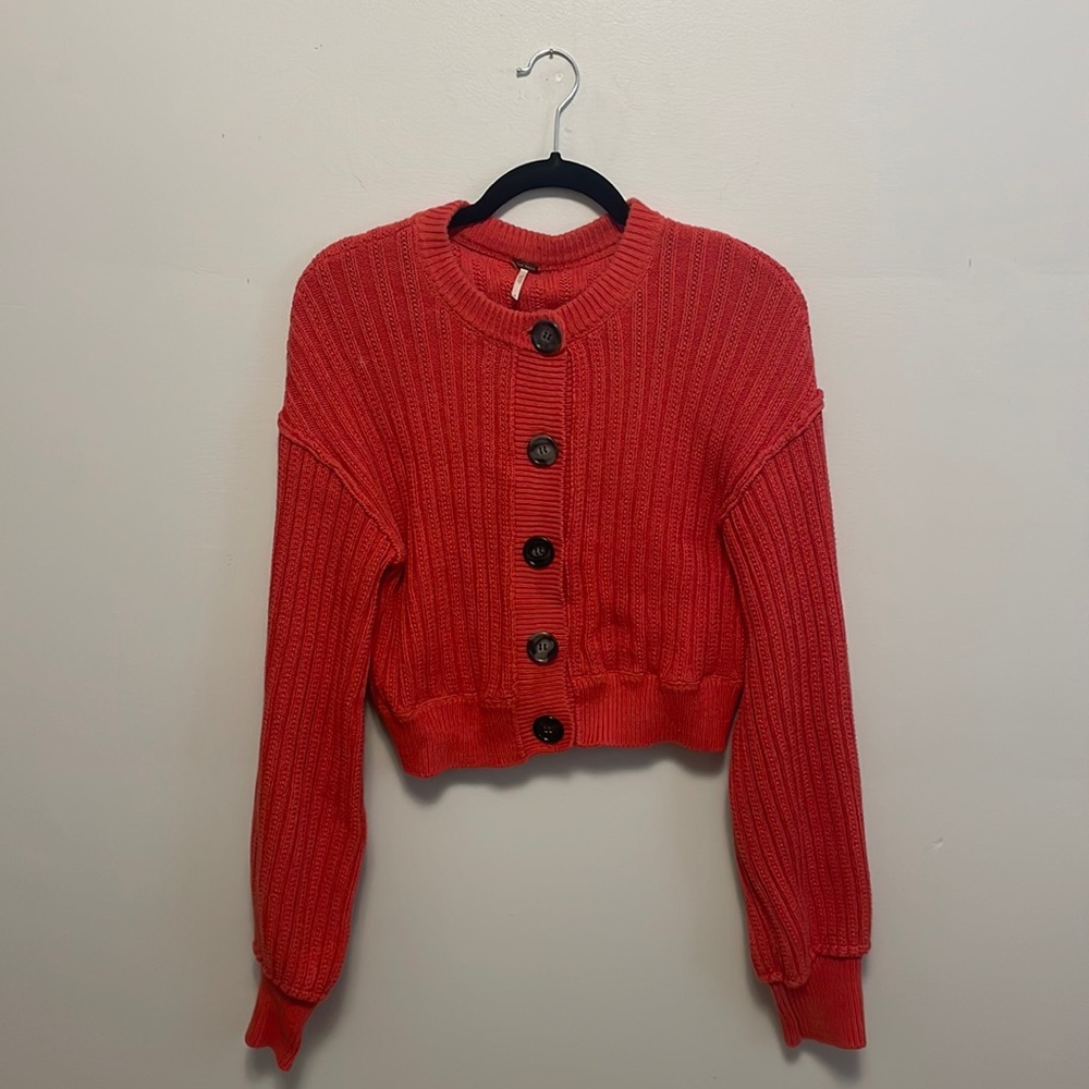Free People Button-Up Chunky Cardigan Sweater